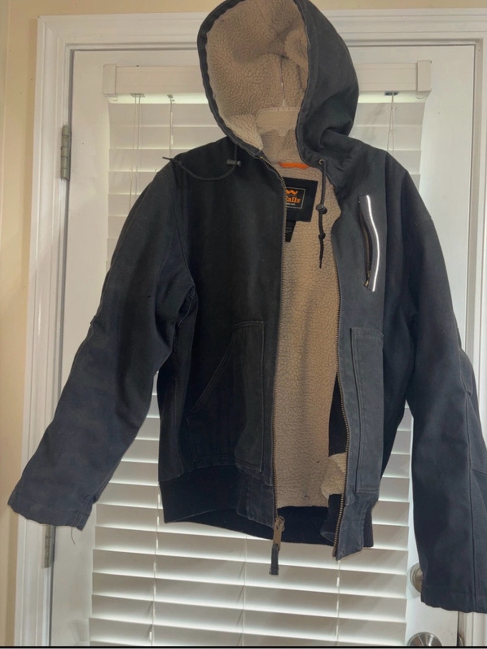 Walls Black Bomber Jacket with Reflective Chest Zip